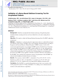 Cover page: Validation of a Nurse-Based Delirium-Screening Tool for Hospitalized Patients