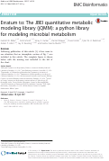 Cover page: Erratum to: The JBEI quantitative metabolic modeling library (jQMM): a python library for modeling microbial metabolism