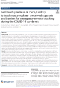 Cover page: I will teach you here or there, I will try to teach you anywhere: perceived supports and barriers for emergency remote teaching during the COVID-19 pandemic
