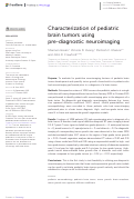 Cover page: Characterization of pediatric brain tumors using pre-diagnostic neuroimaging.