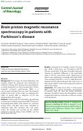 Cover page: Brain proton magnetic resonance spectroscopy in patients with Parkinsons disease.