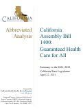 Cover page of Abbreviated Analysis California Assembly Bill 1400:Guaranteed Health Care for All