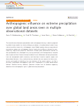 Cover page: Anthropogenic influence on extreme precipitation over global land areas seen in multiple observational datasets.