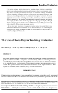 Cover page: The Use of Role-Play in Teaching Evaluation