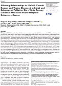 Cover page: Allowing Relationships to Unfold: Consult Reason and Topics Discussed in Initial and Subsequent Palliative Care Visits Among Children Who Died From Relapsed/Refractory Cancer.