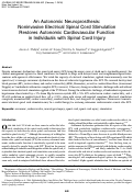 Cover page: An Autonomic Neuroprosthesis: Noninvasive Electrical Spinal Cord Stimulation Restores Autonomic Cardiovascular Function in Individuals with Spinal Cord Injury