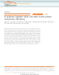 Cover page: A polymer tandem solar cell with 10.6% power conversion efficiency