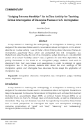 Cover page: “Judging Extreme Hardship”: An in-class activity for teaching critical interrogation of discursive frames in U.S. im/migration law