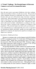 Cover page: A “Virtual” Challenge: The Potential Impact of Electronic Commerce on Local Government Revenues