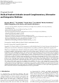 Cover page: Medical Student Attitudes toward Complementary, Alternative and Integrative Medicine.