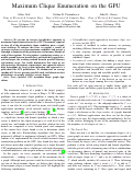 Cover page: Maximum Clique Enumeration on the GPU