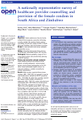 Cover page: A nationally representative survey of healthcare provider counselling and provision of the female condom in South Africa and Zimbabwe