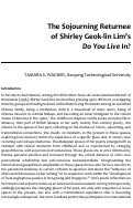 Cover page: Past Spaces and Revisits in Transnational Poetry: The Sojourning Returnee of Shirley Geok-Lin Lim’s Do You Live In?