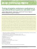 Cover page: Testing of putative antiseizure medications in a preclinical Dravet syndrome zebrafish model.