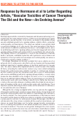 Cover page: Response by Herrmann et al to Letter Regarding Article, "Vascular Toxicities of Cancer Therapies: The Old and the New-An Evolving Avenue".