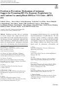 Cover page: Freedom as Prevention: Mechanisms of Autonomy Support for Promoting HIV Pre-Exposure Prophylaxis Use and Condom Use among Black MSM in 3 US Cities—HPTN 073