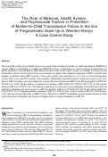 Cover page: The Role of Maternal, Health System, and Psychosocial Factors in Prevention of Mother-to-Child Transmission Failure in the Era of Programmatic Scale Up in Western Kenya: A Case Control Study