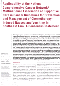 Cover page: Applicability of the National Comprehensive Cancer Network/Multinational Association of Supportive Care in Cancer Guidelines for Prevention and Management of Chemotherapy-Induced Nausea and Vomiting in Southeast Asia: A Consensus Statement