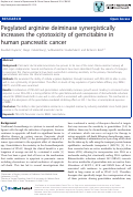 Cover page: Pegylated arginine deiminase synergistically increases the cytotoxicity of gemcitabine in human pancreatic cancer