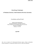 Cover page: Clean Energy Technologies: A Preliminary Inventory of the Potential for Electricity 
Generation