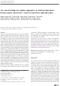 Cover page: Are survivorship care plans responsive to African-American breast cancer survivors?: voices of survivors and advocates