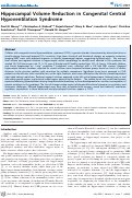 Cover page: Hippocampal Volume Reduction in Congenital Central Hypoventilation Syndrome