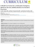 Cover page: A Model Curriculum for a Helicopter Emergency Medicine Services (HEMS) Rotation for Resident Physicians