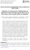 Cover page: Obstacles to Social Service Collaboration in Response to the Great Recession: The Case of the Contra Costa County Safety Net Initiative