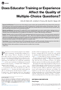 Cover page: Does Educator Training or Experience Affect the Quality of Multiple-Choice Questions?