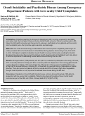 Cover page: Occult Suicidality and Psychiatric Disease Among Emergency Department Patients with Low-acuity Chief Complaints