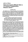 Cover page: State government officials' role in US/Mexico transboundary resource issues