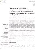 Cover page: Specificity: A Phenotypic Comparison of Communication-Relevant Domains Between Youth With Down Syndrome and Fragile X Syndrome