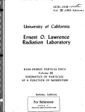 Cover page: HIGH-ENERGY PARTICLE DATA. Volume II RANGE-ENERGY AND dE/dx PLOTS OF CHARGED PARTICLES IN MATTER