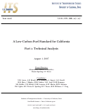 Cover page: A Low-Carbon Fuel Standard for California, Part 1: Technical Analysis