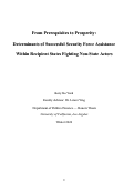 Cover page: From Prerequisites to Prosperity:&nbsp;Determinants of Successful Security Force Assistance Within Recipient States Fighting Non-State Actors