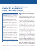 Cover page: Accessibility to Telerehabilitation Services for People With Multiple Sclerosis: Analysis of Barriers and Limitations.