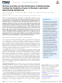 Cover page: Women and Men are the Barometers of Relationships: Testing the Predictive Power of Women’s and Men’s Relationship Satisfaction