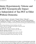 Cover page: White Matter Hyperintensity Volume and Amyloid-PET Synergistically Impact Memory Independent of Tau-PET in Older Adults Without Dementia.