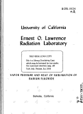 Cover page: VAPOR PRESSURE AND HEAT OF SUBLIMATION OF BARIUM FLUORIDE