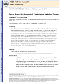 Cover page: Cancer stem cells, cancer cell plasticity and radiation therapy