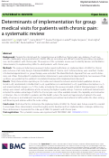 Cover page: Determinants of implementation for group medical visits for patients with chronic pain: a systematic review.