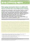 Cover page: Brain aging rejuvenation factors in adults with genetic and sporadic neurodegenerative disease.