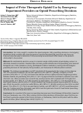 Cover page: Impact of Prior Therapeutic Opioid Use by Emergency Department Providers on Opioid Prescribing Decisions