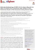 Cover page: Molecular Epidemiology of SARS-CoV-2 in Greece Reveals Low Rates of Onward Virus Transmission after Lifting of Travel Restrictions Based on Risk Assessment during Summer 2020.