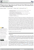 Cover page: Somatosensory Impairment and Chronic Pain Following Stroke: An Observational Study