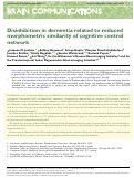 Cover page: Disinhibition in dementia related to reduced morphometric similarity of cognitive control network.