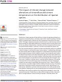 Cover page: The impact of climate change induced alterations of streamflow and stream temperature on the distribution of riparian species