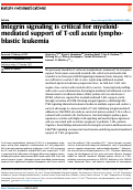 Cover page: Integrin signaling is critical for myeloid-mediated support of T-cell acute lymphoblastic leukemia.