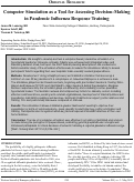 Cover page: Computer Simulation as a Tool to Enable Decision-Making in a Pandemic Influenza Response Scenario