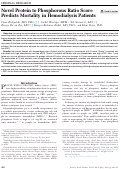 Cover page: Novel Protein to Phosphorous Ratio Score Predicts Mortality in Hemodialysis Patients